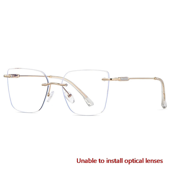 CCspace Women's Rimless Square Alloy Spring Hinge Eyeglasses 302086 Rimless CCspace White  