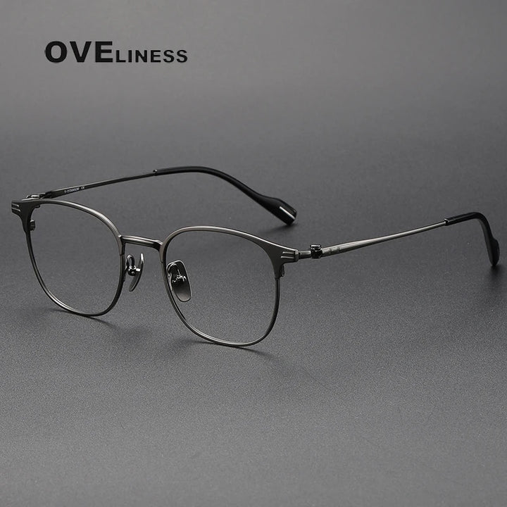 Oveliness Unisex Full Rim Round Square Titanium Eyeglasses 70807 Full Rim Oveliness gun  