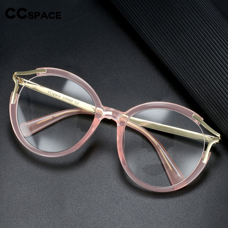 CCSpace Women's Full Rim Round Cat Eye Tr 90 Alloy Eyeglasses 45103 Full Rim CCspace   