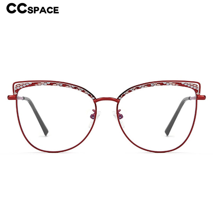 CCSpace Women's Full Rim Square Cat Eye Alloy Eyeglasses 55938 Full Rim CCspace   