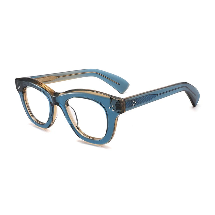 Gatenac Unisex Full Rim Square Cat Eye Thick Acetate Eyeglasses Gx1563 Full Rim Gatenac Blue