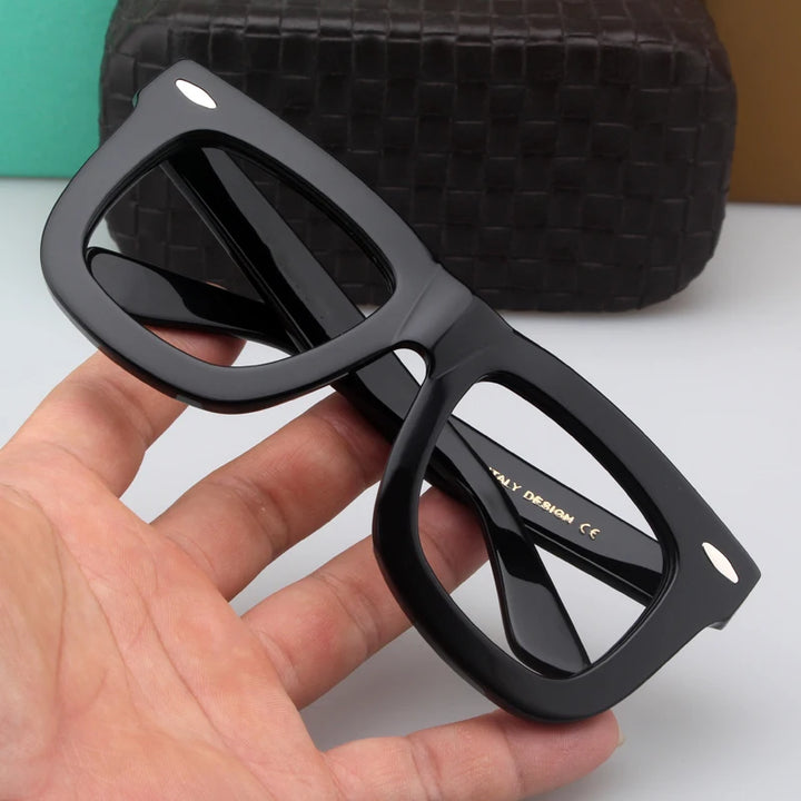 Cubojue Unisex Full Rim Big Square Acetate Reading Glasses 45963