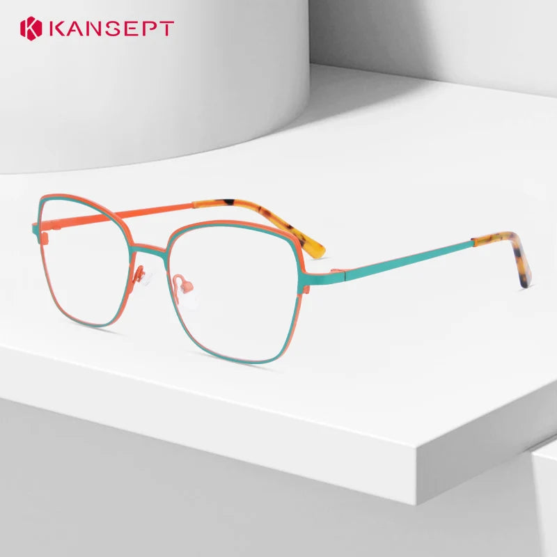 Kansept Unisex Full Rim Square Cat Eye Alloy Reading Glasses 74630