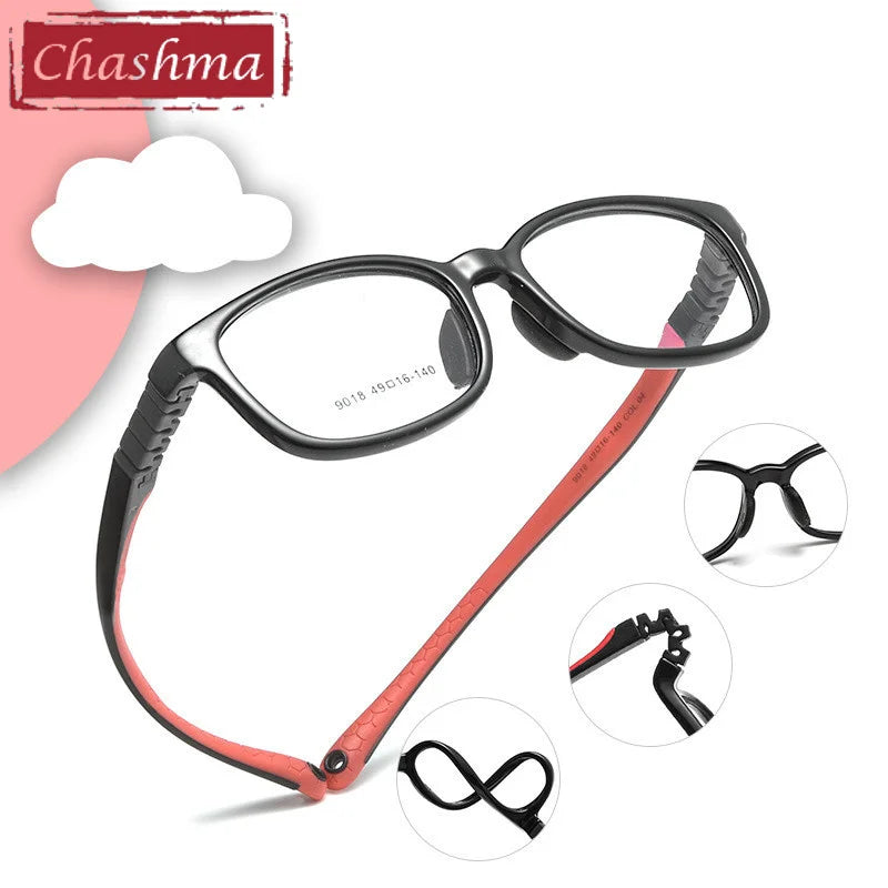 Chashma Ottica Unisex Youth Full Rim Square Tr 90 Titanium Eyeglasses 9018 Full Rim Chashma Ottica   