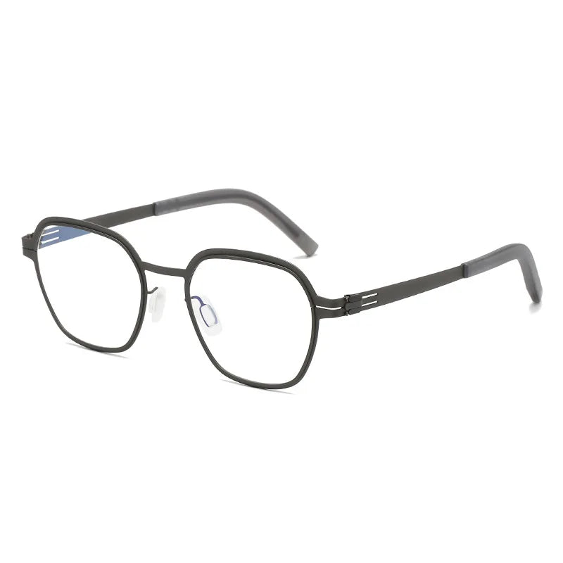 Black Mask Women's Full Rim Flat Top Polygon Steel Eyeglasses 464818