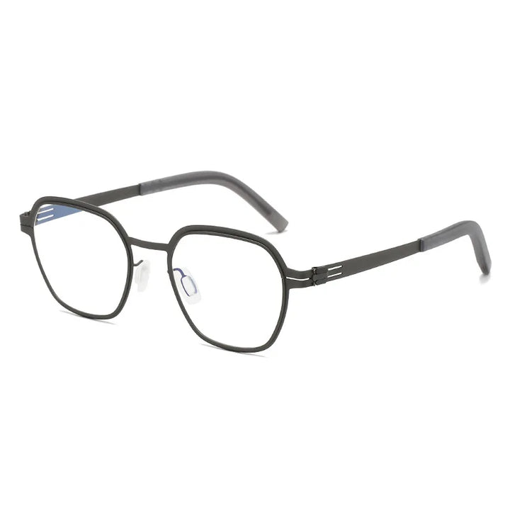 Black Mask Women's Full Rim Flat Top Polygon Steel Eyeglasses 464818