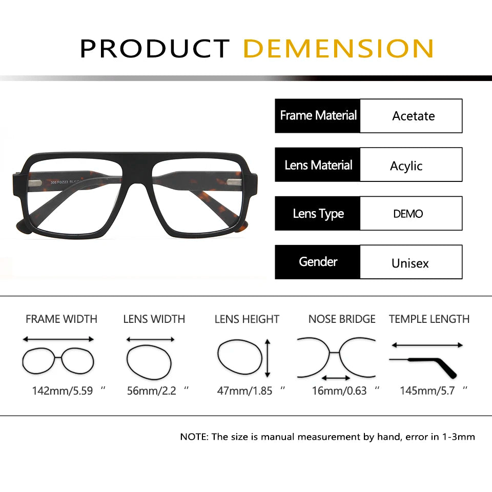 Esnbie Unisex Full Rim Polygon Square Acetate Eyeglasses 30623