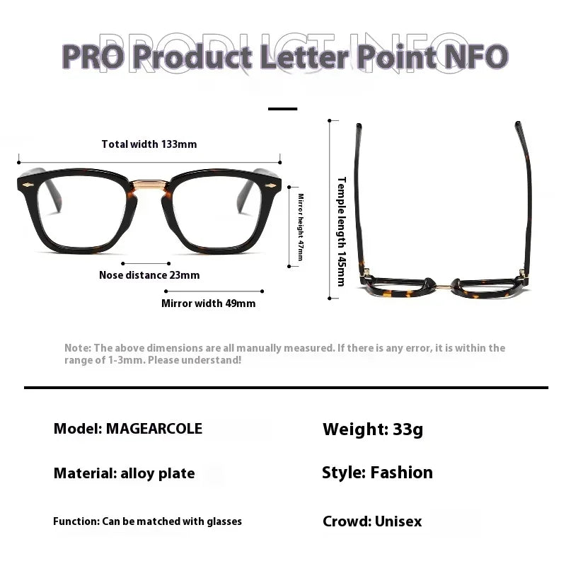Aror Women's Full Rim Square Thick Acetate Alloy Eyeglasses 19133