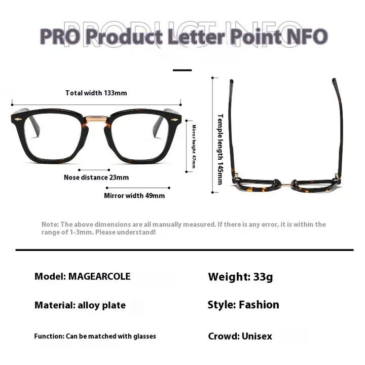 Aror Women's Full Rim Square Thick Acetate Alloy Eyeglasses 19133