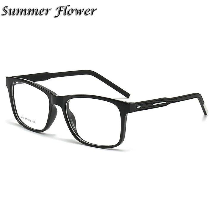 Summer Flower Men's Full Rim Square Tr 90 Titanium Eyeglasses 68014