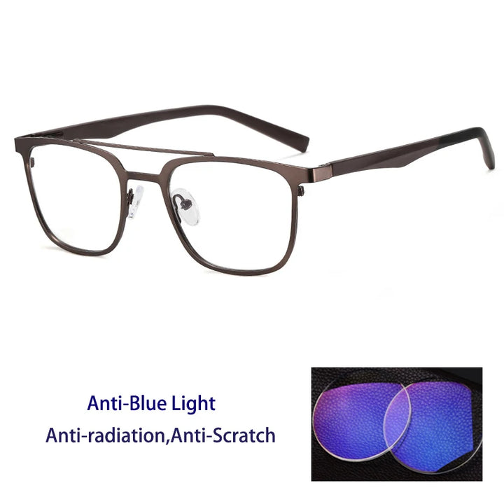 Kocolior Women's Full Rim Square Double Bridge Alloy Reading Glasses 91362
