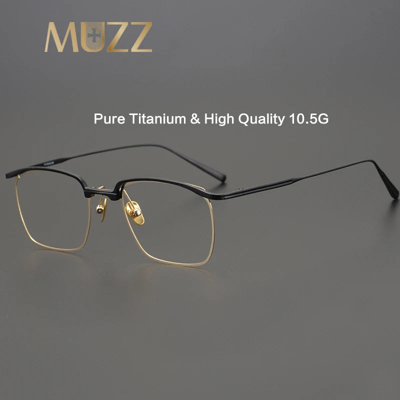 Muzz Mens Full Rim Browline Square Titanium Eyeglasses Aeron  FuzWeb    