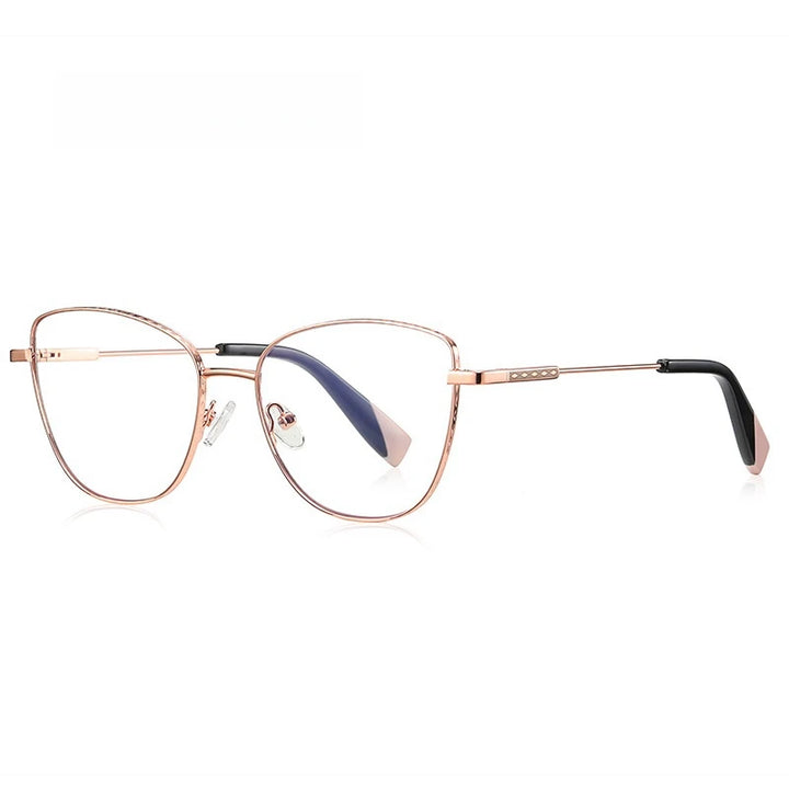 Yimaruili Women's Full Rim Square Cat Eye Alloy Eyeglasses Y3032 Full Rim Yimaruili Eyeglasses Rose Gold C5  