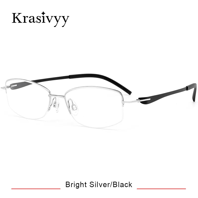 Krasivyy Unisex Semi Rim Oval Screwless Titanium Eyeglasses 350031