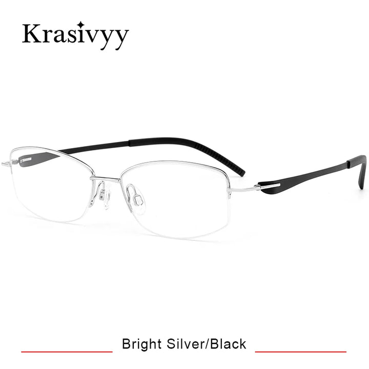 Krasivyy Unisex Semi Rim Oval Screwless Titanium Eyeglasses 350031