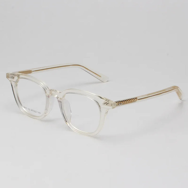 KatKani Unisex Full Rim Square Round Acetate Eyeglasses H011 Full Rim KatKani Eyeglasses Transparent  