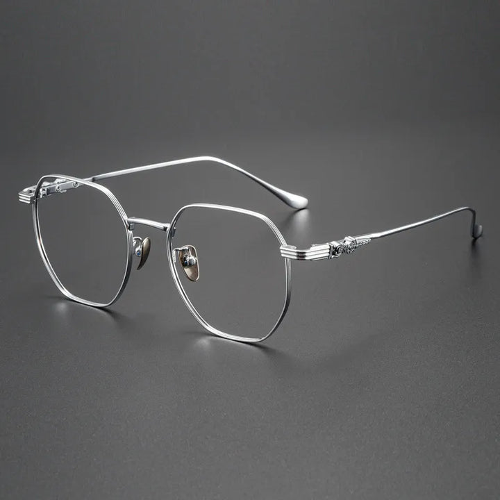 Kocolior Unisex Full Rim Polygon Titanium Hyperopic Reading Glasses 1222 Reading Glasses Kocolior Silver 0 