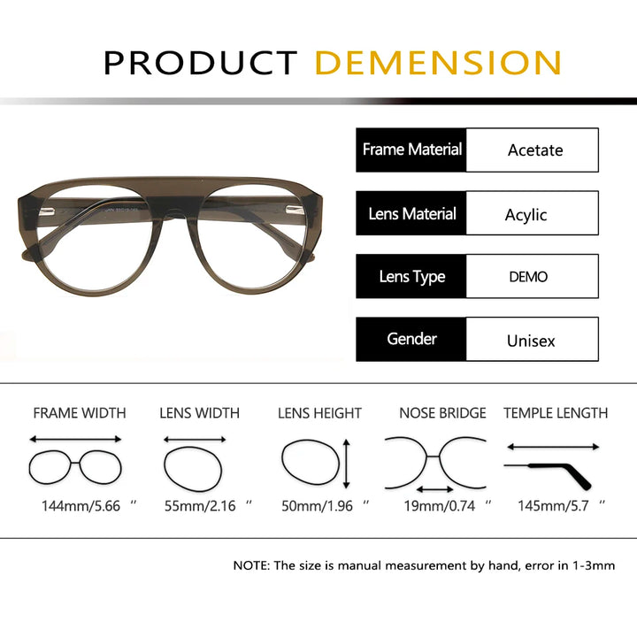 Esnbie Unisex Full Rim Oval Square Acetate Eyeglasses 30823