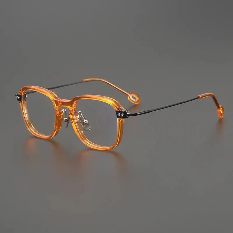 Gatenac Unisex Full Rim Big Square Acetate Titanium Eyeglasses 679009 FuzWeb