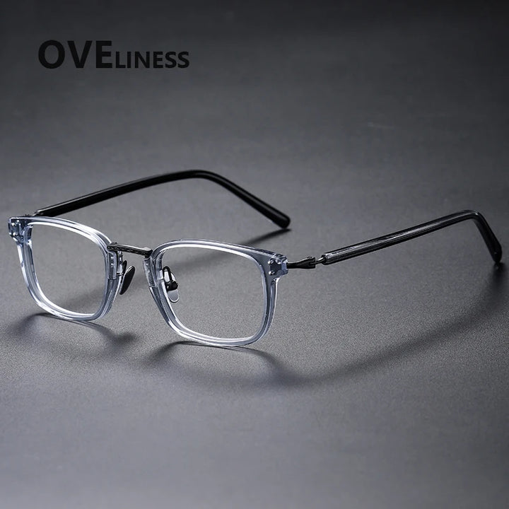 Oveliness Women's Full Rim Square Acetate Titanium Eyeglasses 81820