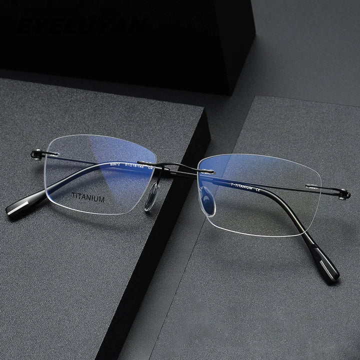 Eleccion Women's Rimless Oval Square Titanium Eyeglasses 480972 Rimless Eleccion