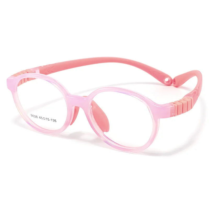 Yimaruili Unisex Children's Full Rim Round Tr 90 Silicone Eyeglasses 9028 Full Rim Yimaruili Eyeglasses Pink  