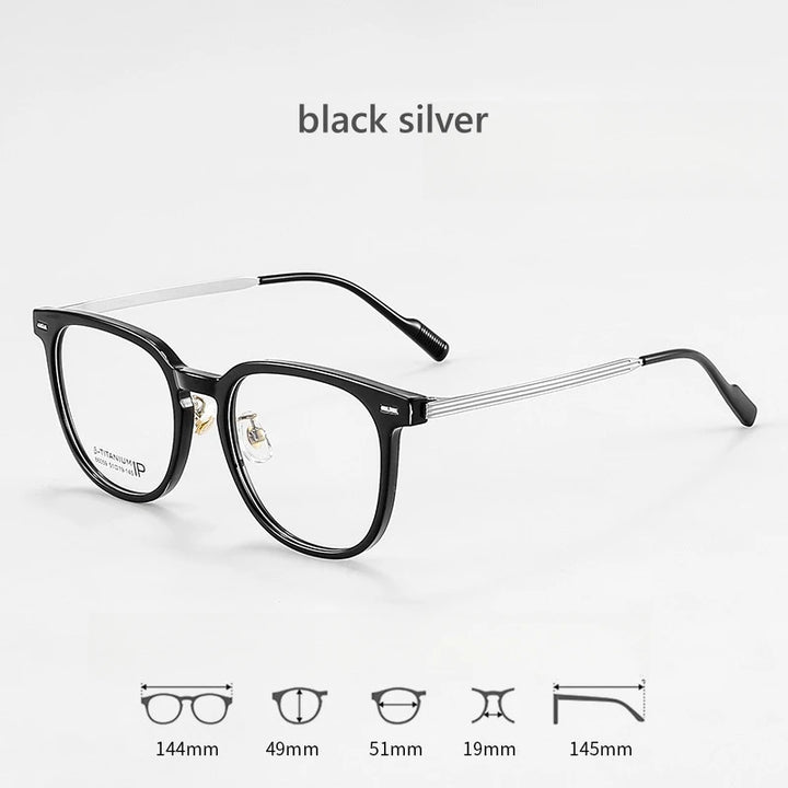 KatKani Womens Full Rim Round Plastic Eyeglasses 8605 Full Rim KatKani Eyeglasses Black silver  