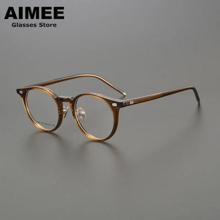 Aimee Unisex Full Rim Round Square Acetate Titanium Eyeglasses 19004
