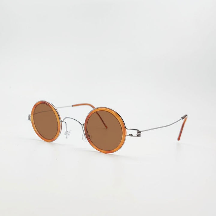 Yujo Unisex Full Rim Small Round Polarized Stainless Steel Sunglasses 32mm Sunglasses Yujo   