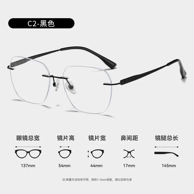 Bclear Women's Rimless Polygon Square Titanium Eyeglasses 694710