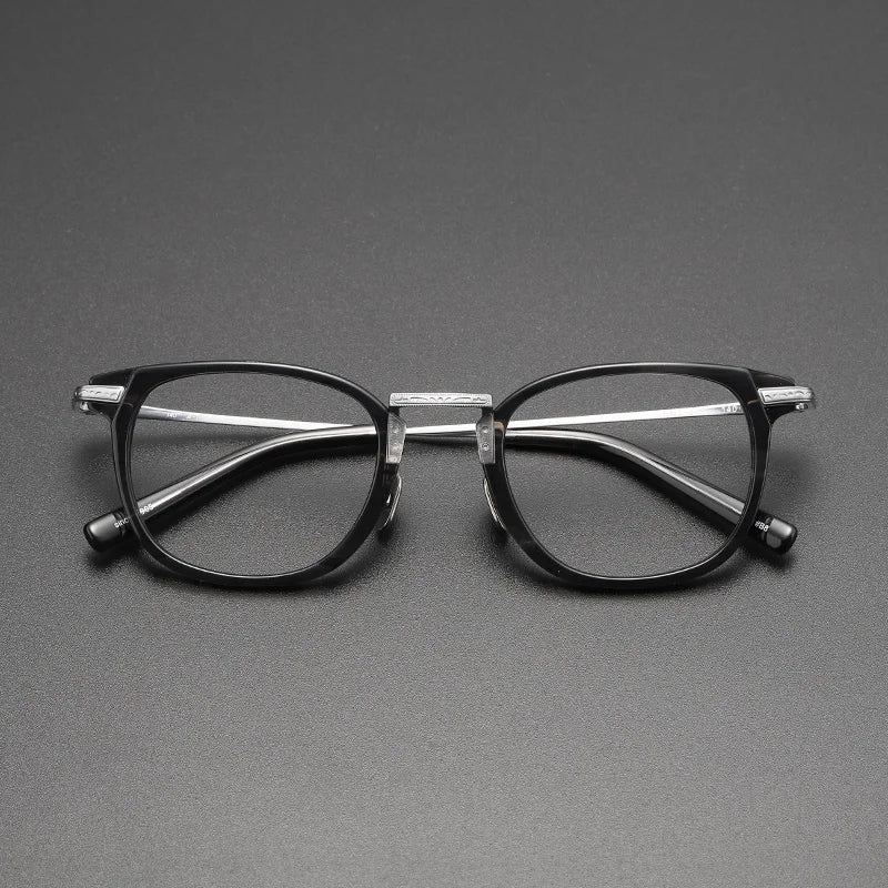 Black Mask Unisex Full Rim Titanium Acetate Square Eyeglasses G817 Full Rim Black Mask Gray Stripes  