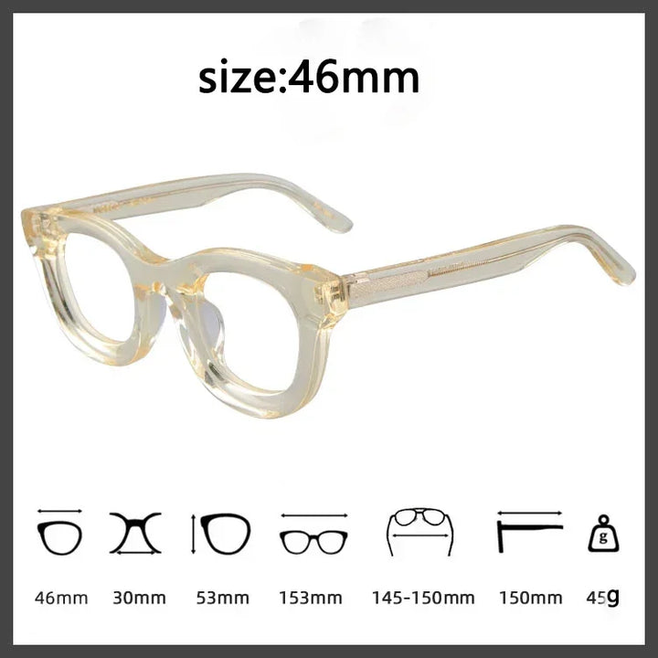 Hewei Unisex Full Rim Square Thick Acetate Eyeglasses 31512 Full Rim Hewei   