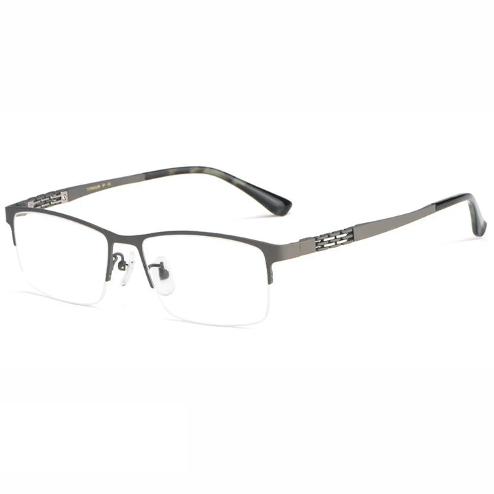 Hotochki Men's Semi Rim Square Titanium Eyeglasses 94099 Semi Rim Hotochki gun-color