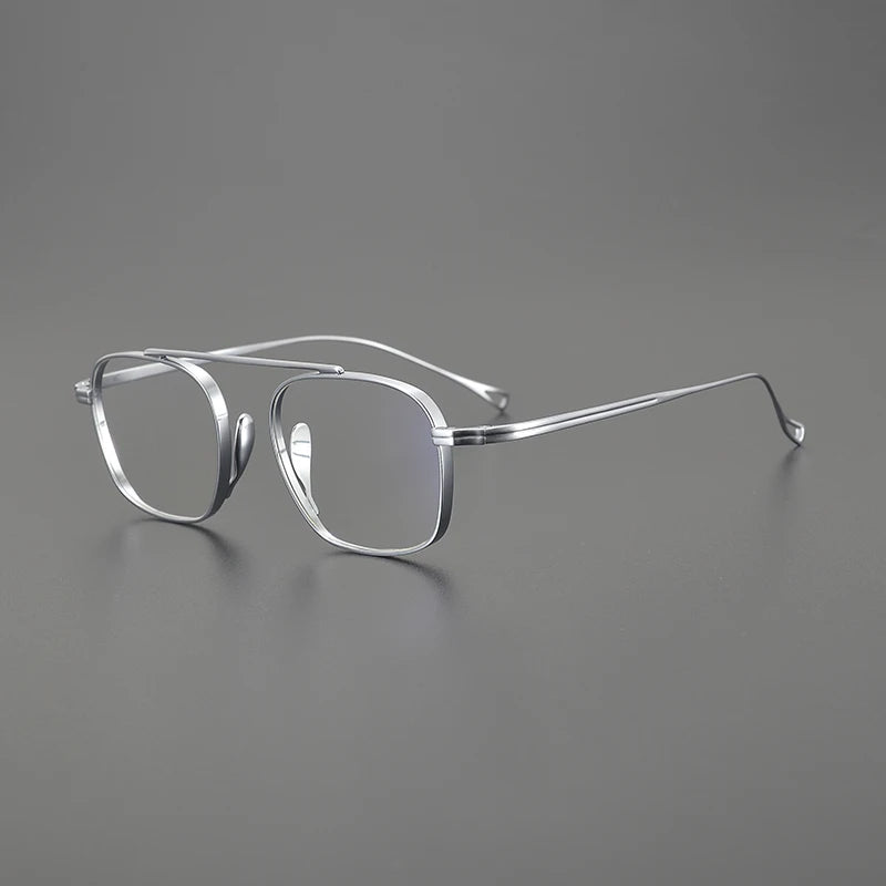 Black Mask Unisex Full Rim Square Double Bridge Titanium Eyeglasses Mk9501 Full Rim Black Mask Silver  