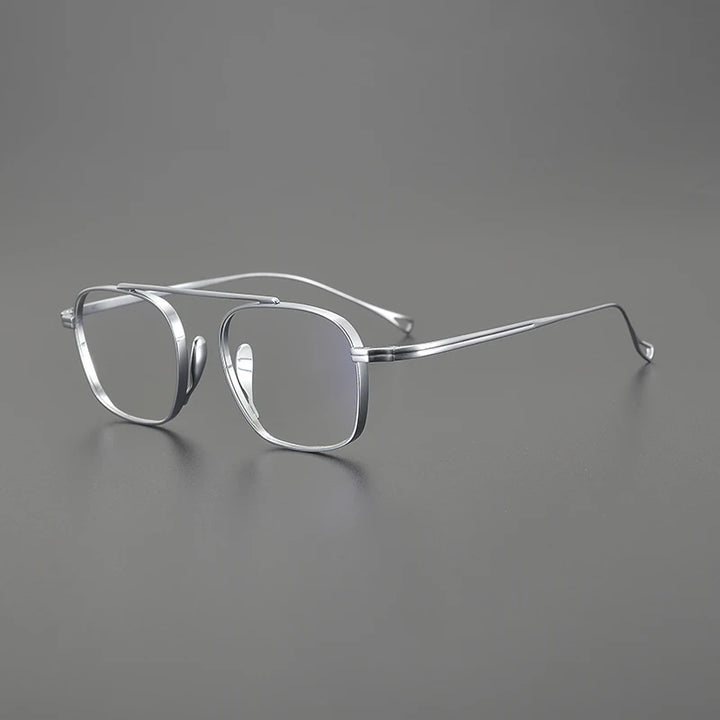 Black Mask Unisex Full Rim Square Double Bridge Titanium Eyeglasses Mk9501 Full Rim Black Mask Silver  