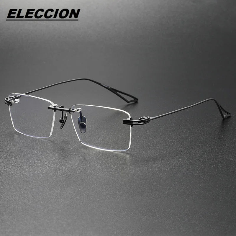 Eleccion Unisex Rimless Square Titanium Eyeglasses 16082