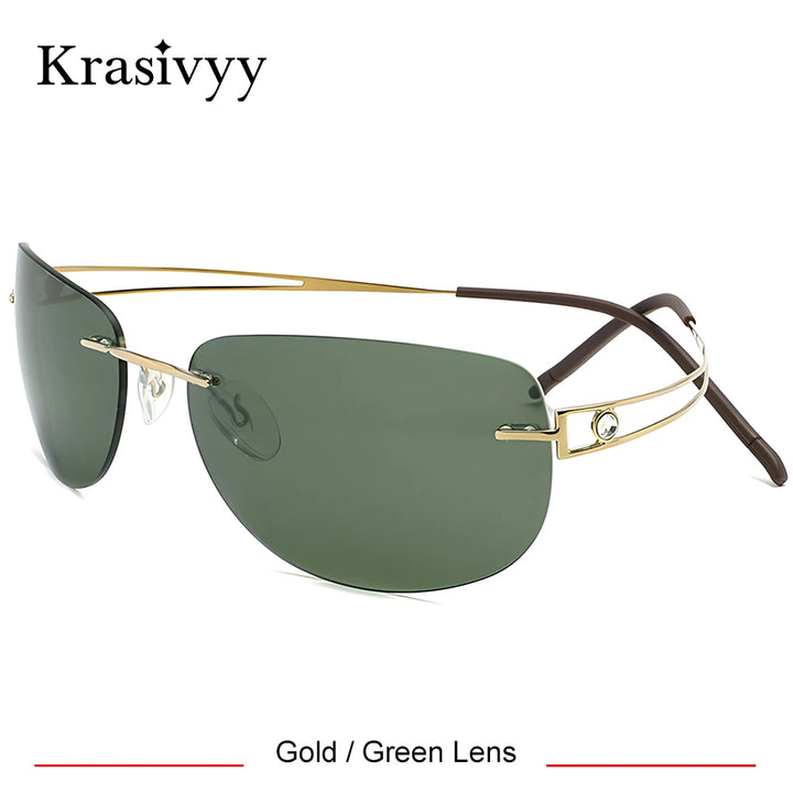 Krasivyy Women's Rimless Oval Screwless Titanium Sunglasses 426801