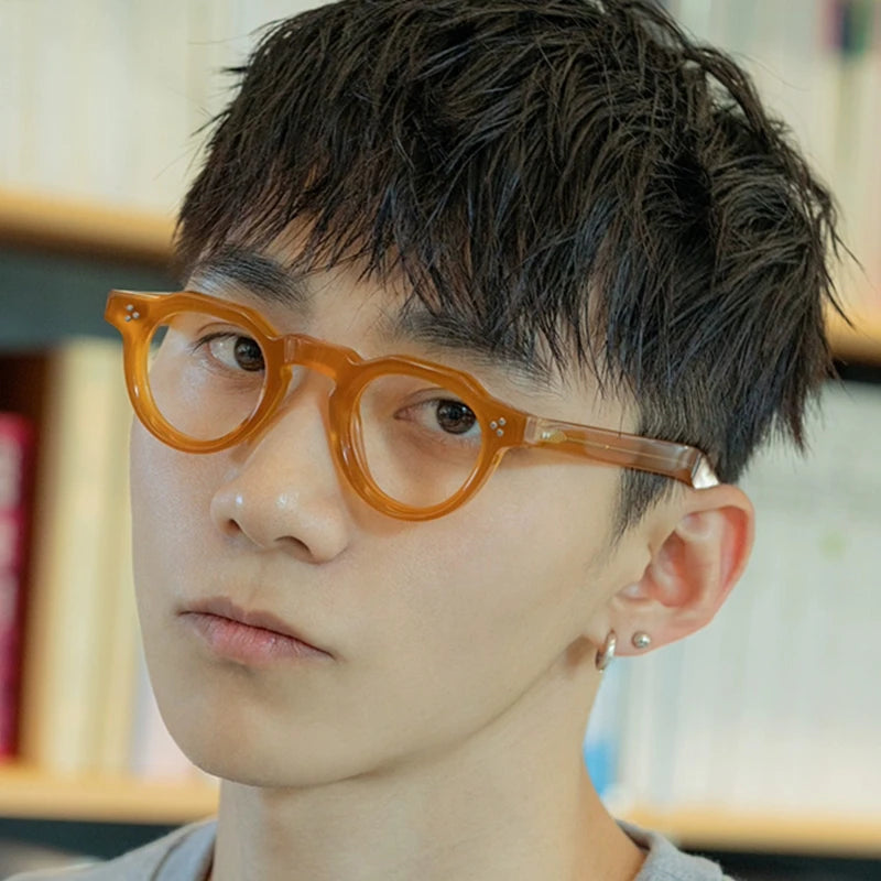 Black Mask Unisex Full Rim Round Acetate Eyeglasses BM-S8153