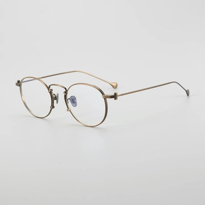 Muzz Unisex Full Rim Round Titanium Eyeglasses 1968d Full Rim Muzz Brown  