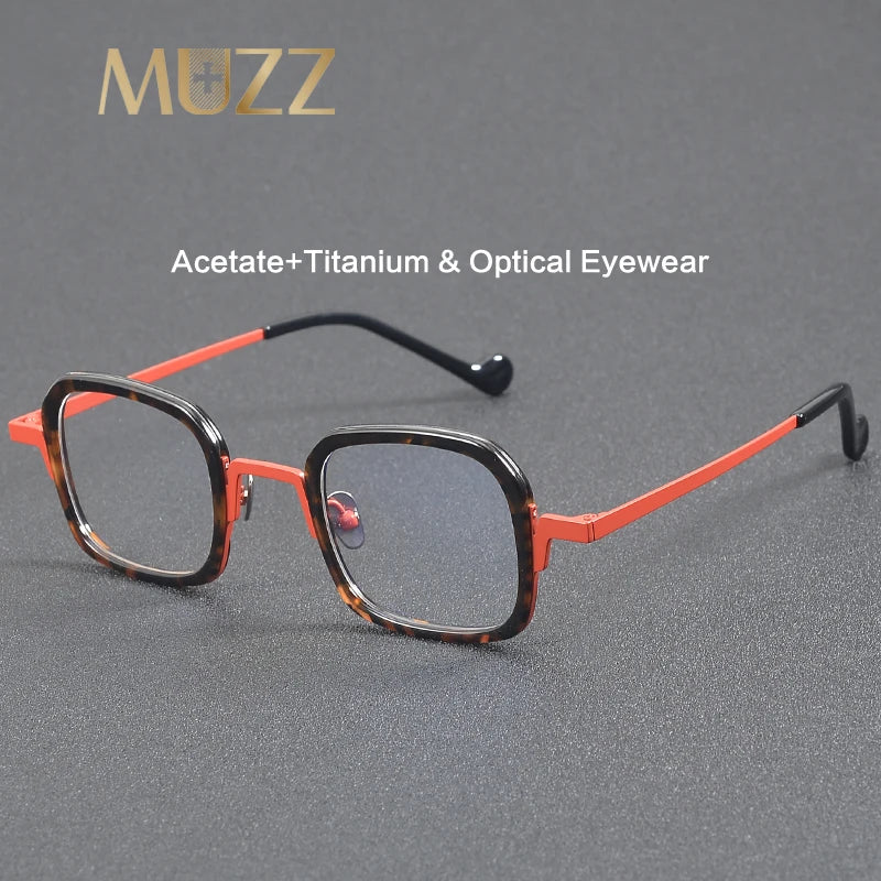 Muzz Unisex Full Rim Brow Line Square Titanium Acetate Eyeglasses 921102