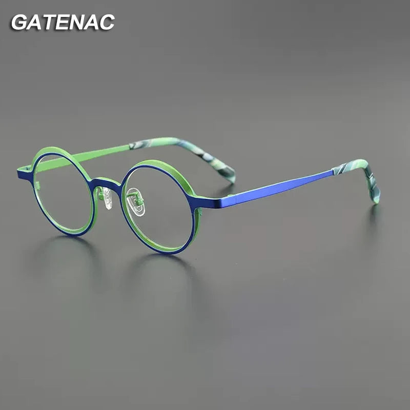 Gatenac Unisex Full Rim Round Titanium Eyeglasses Gxyj1024 Full Rim Gatenac   