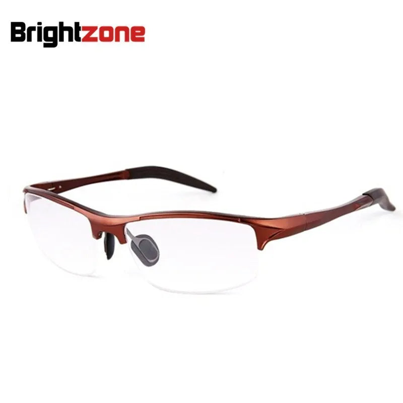 Brightzone Men's Semi Rim Square Aluminum Sport Eyeglasses 70188 Semi Rim Brightzone Coffee BA001