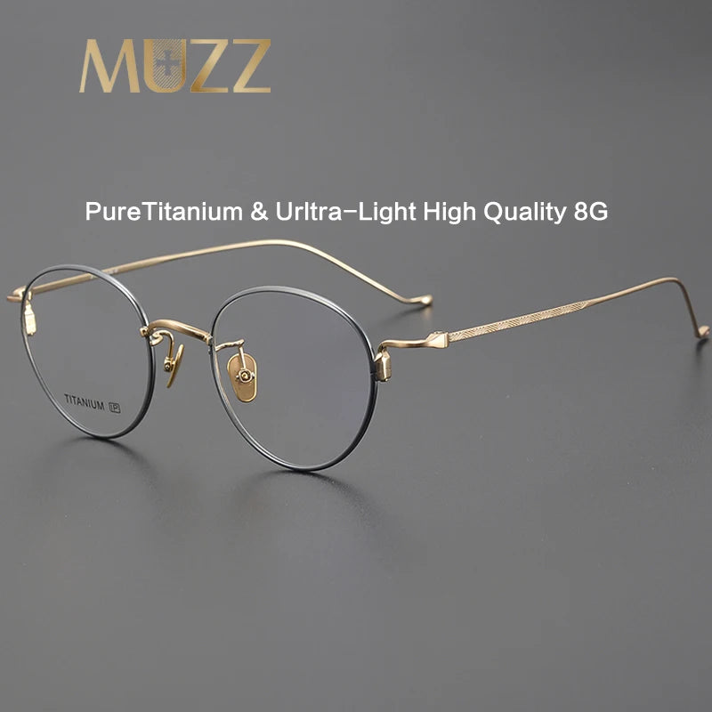 Muzz Unisex Full Rim Oval Round Titanium Eyeglasses 423219 Full Rim Muzz   