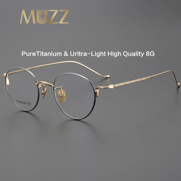 Muzz Unisex Full Rim Oval Round Titanium Eyeglasses 423219 Full Rim Muzz   