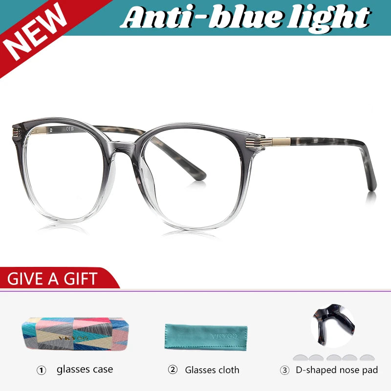 Vicky Unisex Full Rim Round Square Tr 90 Alloy Reading Glasses 77216