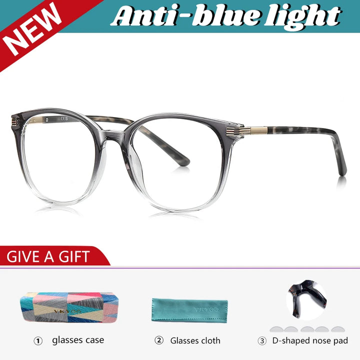 Vicky Unisex Full Rim Round Square Tr 90 Alloy Reading Glasses 77216