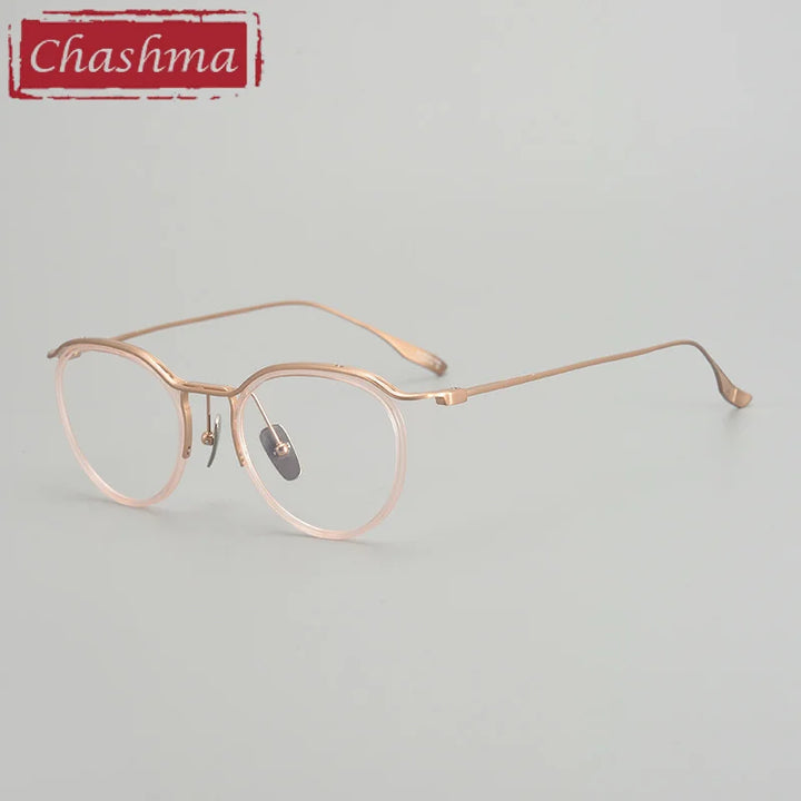 Chashma Ottica Unisex Full Rim Oval Acetate Titanium Eyeglasses 412131