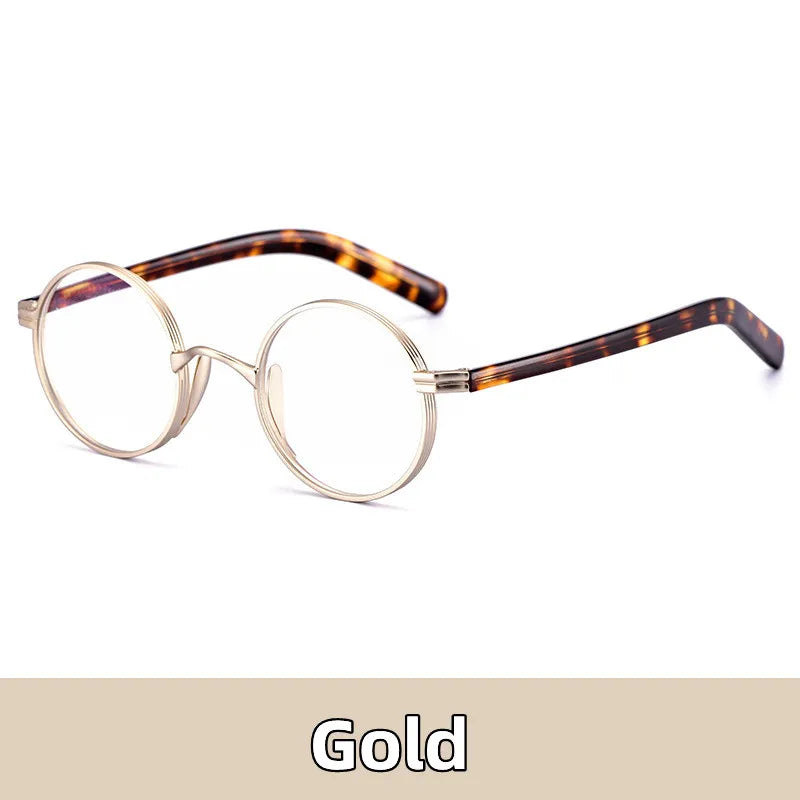 Kocolior Unisex Full Rim Small Round Titanium Hyperopic Reading Glasses 0881 Reading Glasses Kocolior Gold 0 