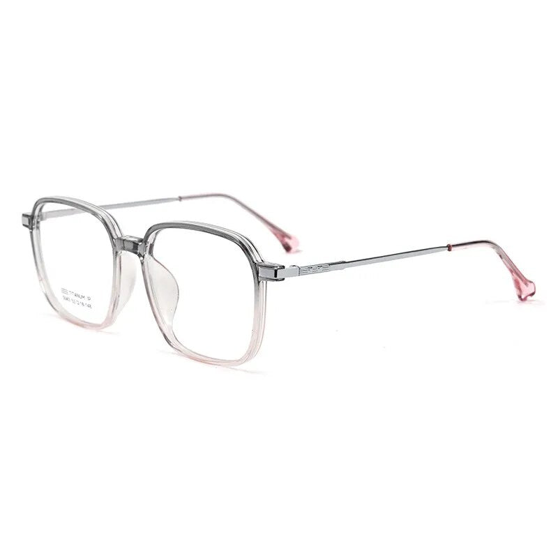 Yimaruili Unisex Full Rim Large Square Tr 90 Alloy Eyeglasses 5043x Full Rim Yimaruili Eyeglasses Gray Pink Gradient  