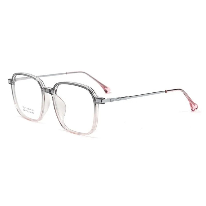 Yimaruili Unisex Full Rim Large Square Tr 90 Alloy Eyeglasses 5043x Full Rim Yimaruili Eyeglasses Gray Pink Gradient  